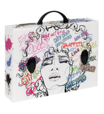 Valigetta polionda Grafitti - 27 x 37,5 cm - dorso 8 cm - fantasie assortite - Favorit