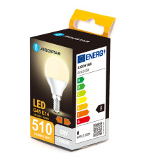 Lampadina led G45 6W attacco E14 510 lumen 3000K luce calda Equivalenza lampada incandescente: 42W