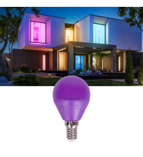 Lampadine led luce viola G45 4W attacco E14 D45xH78mm Equivalenza lampada incandescente: 30W
