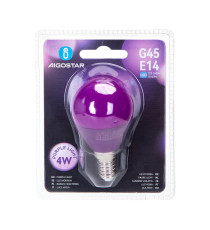 Lampadine led luce viola G45 4W attacco E14 D45xH78mm Equivalenza lampada incandescente: 30W