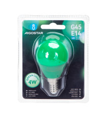 Lampadina led luce verde G45 4W attacco E14 misura D45xH78mm Equivalenza lampada incandescente: 30W