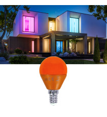 Lampadine led luce arancione G45 4W attacco E14 misura D45xH80mm Equivalenza lampada incandescente: 30W