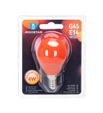 Lampadine led luce arancione G45 4W attacco E14 misura D45xH80mm Equivalenza lampada incandescente: 30W