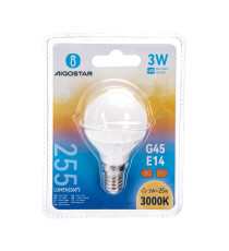 Lampadine led G45 3W attacco E14 255 lumen 3000K luce calda misura D45xH80mm Equivalenza lampada incandescente: 25W