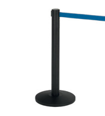Colonnina segnapercorso Alfa nera - altezza 95 cm - nastro retrattile blu da 200 cm - Medial