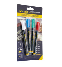 Marcatore a gesso liquido - punta fine da 1,00-2,00mm - colore assortiti base - Securit - conf. 4 pezzi