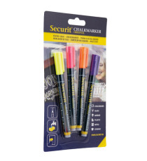 Marcatore a gesso liquido - punta fine da 1,00-2,00mm - colore assortiti tropical  - Securit -  conf. 4 pezzi