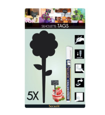 Silhouette Tags - formato fiore - 15 x 25 cm - nero - Securit - set 5 pezzi