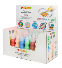 Tempera base d'acqua - 50 ml - colori assortiti - Primo - box 32 pezzi