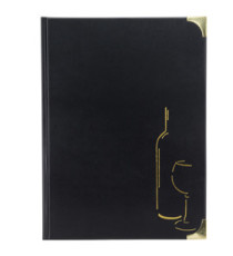 Carta dei vini Basic - A4 - 31,5 x 24 cm - PVC - nero - 4+2 buste fisse incluse - Securit