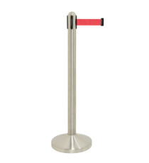 Colonnina segnapercorso cromata - altezza 100 cm - nastro retrattile rosso da 210 cm - Securit