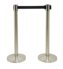 Colonnine segnapercorso Budget Retractable - altezza 88 cm - nastro nero da 210 cm - Securit - set 2 pezzi
