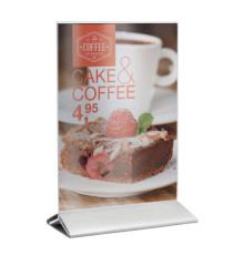 Display da tavolo - A6 - base acciaio - Securit