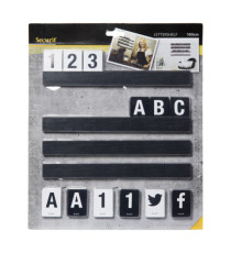 Kit Letter Shelf - mensola porta messaggi nera + 169 tessere (lettere e numeri) - Securit