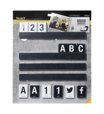 Kit Letter Shelf - mensola porta messaggi nera + 169 tessere (lettere e numeri) - Securit