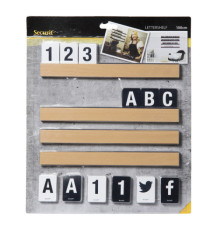 Kit Letter Shelf - mensola porta messaggi Teak + 169 tessere (lettere e numeri) - Securit