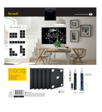 Lavagna da parete XXL - 40 x 40 cm - nero - Securit - set 6 pezzi affiancabili