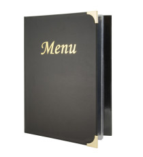 Portamenù Basic - A4 - 31,5 x 24 cm - PVC - nero - 4+2 buste fisse incluse - Securit