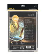 Portamenù Crystal BR1 singolo - per 2 fogli A4 - Securit - set 3 pezzi