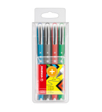 Roller  Worker Colorful con cappuccio - tratto 0,5mm - colori assortiti  - Stabilo - astuccio 4 roller