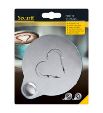 Stencil per caffè - 10 x 12,4 x 0,1 cm - forma cuore e smile - Securit - set 2 pezzi