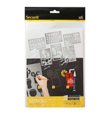 Stencil trasparenti assortiti (lettere, numeri, forme) - 32 x 22 cm - Securit - set 6 pezzi