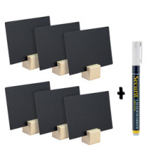 Supporti wood per targhette - 6 targhette incluse - Securit - set 12 pezzi