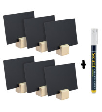 Supporti wood per targhette - 6 targhette incluse - Securit - set 12 pezzi