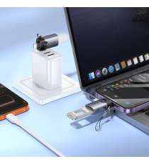 Adattatore OTG USB 2in1 Hoco UA46D Victory – da Lightning e USB-C a USB-A – Grigio
