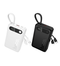 Power bank Hoco J171 Edge nero 10000mAh 22,5W con cavi USB-C e Lightning integrati, Ricarica rapida, PD e Display LED digitale