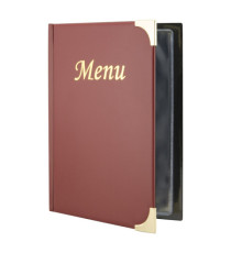 Portamenù Basic - A5 - 23,7 x 17 cm - PVC - bordeaux - 4+2 buste fisse incluse - Securit
