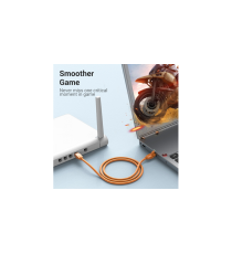 Cavo di rete Ethernet Lan Vention 1mt CAT.6 arancione alta velocità, supporta fino a 1 Gbps, Connettori: RJ45, alta qualità