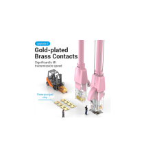 Cavo di rete Ethernet Lan Vention 1mt CAT.6 rosa alta velocità, supporta fino a 1 Gbps, Connettori: RJ45, alta qualità