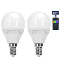 Lampadina LED Smart G45 E14 6,5W Bluetooth Mesh RGB+CCT - 555 lumen Set 2 Pezzi IP20,compatibile Alexa e Google Home