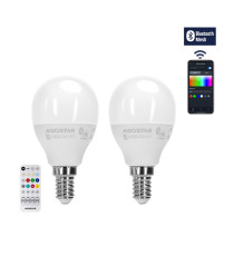 Lampadina LED Smart G45 E14 6,5W Bluetooth Mesh RGB+CCT - 555 lumen Set 2 Pezzi IP20,compatibile Alexa e Google Home