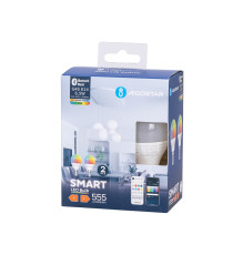 Lampadina LED Smart G45 E14 6,5W Bluetooth Mesh RGB+CCT - 555 lumen Set 2 Pezzi IP20,compatibile Alexa e Google Home