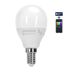 Lampadina LED Smart G45 E14 4,9W Bluetooth Mesh RGB+CCT 420 lumen, IP20,compatibile Alexa e Google Home