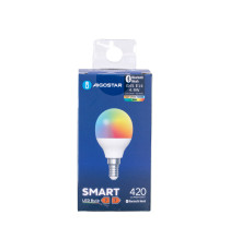 Lampadina LED Smart G45 E14 4,9W Bluetooth Mesh RGB+CCT 420 lumen, IP20,compatibile Alexa e Google Home