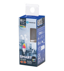Lampadina LED Smart C37 E27 6,5W Bluetooth Mesh RGB+CCT 555 lumen, compatibile con Alexa e Google Home