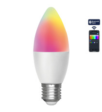 Lampadina LED Smart C37 E27 4,9W Bluetooth Mesh RGB+CCT 420 lumen, compatibile con Alexa e Google Home