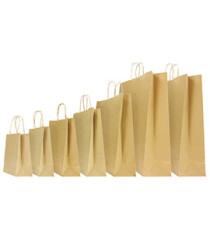 Shopper - maniglie cordino - 22 x 10 x 29 cm - carta biokraft - avana - Mainetti Bags - conf. 25 pezzi