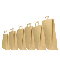 Shopper - maniglie piattina - 22 x 10 x 29 cm - carta kraft - avana - Mainetti Bags - conf. 25 pezzi