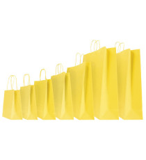 Shopper Twisted - maniglie cordino - 14 x 9 x 20 cm - carta kraft - giallo - Mainetti Bags - conf. 25 pezzi