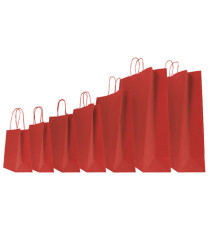 Shopper Twisted - maniglie cordino - 14 x 9 x 20 cm - carta kraft - rosso - Mainetti Bags - conf. 25 pezzi