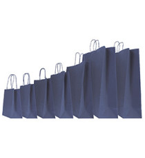 Shopper Twisted - maniglie cordino - 18 x 8 x 24 cm - carta kraft - blu - Mainetti Bags - conf. 25 pezzi