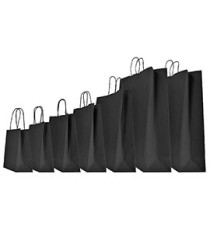 Shopper Twisted - maniglie cordino - 22 x 10 x 29 cm - carta kraft - nero - Mainetti Bags - conf. 25 pezzi