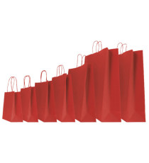 Shopper Twisted - maniglie cordino - 22 x 10 x 29 cm - carta kraft - rosso - Mainetti Bags - conf. 25 pezzi