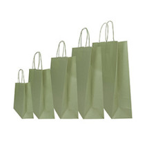 Shopper Twisted - maniglie cordino - 22 x 10 x 29 cm - carta kraft - salvia - Mainetti Bags - conf. 25 pezzi