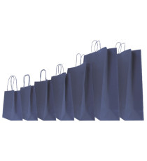 Shopper Twisted - maniglie cordino - 26 x 11 x 35 cm - carta kraft - blu - Mainetti Bags - conf. 25 pezzi