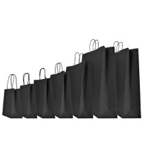 Shopper Twisted - maniglie cordino - 36  x 12 x 41 cm - carta kraft - nero - Mainetti Bags - conf. 25 pezzi